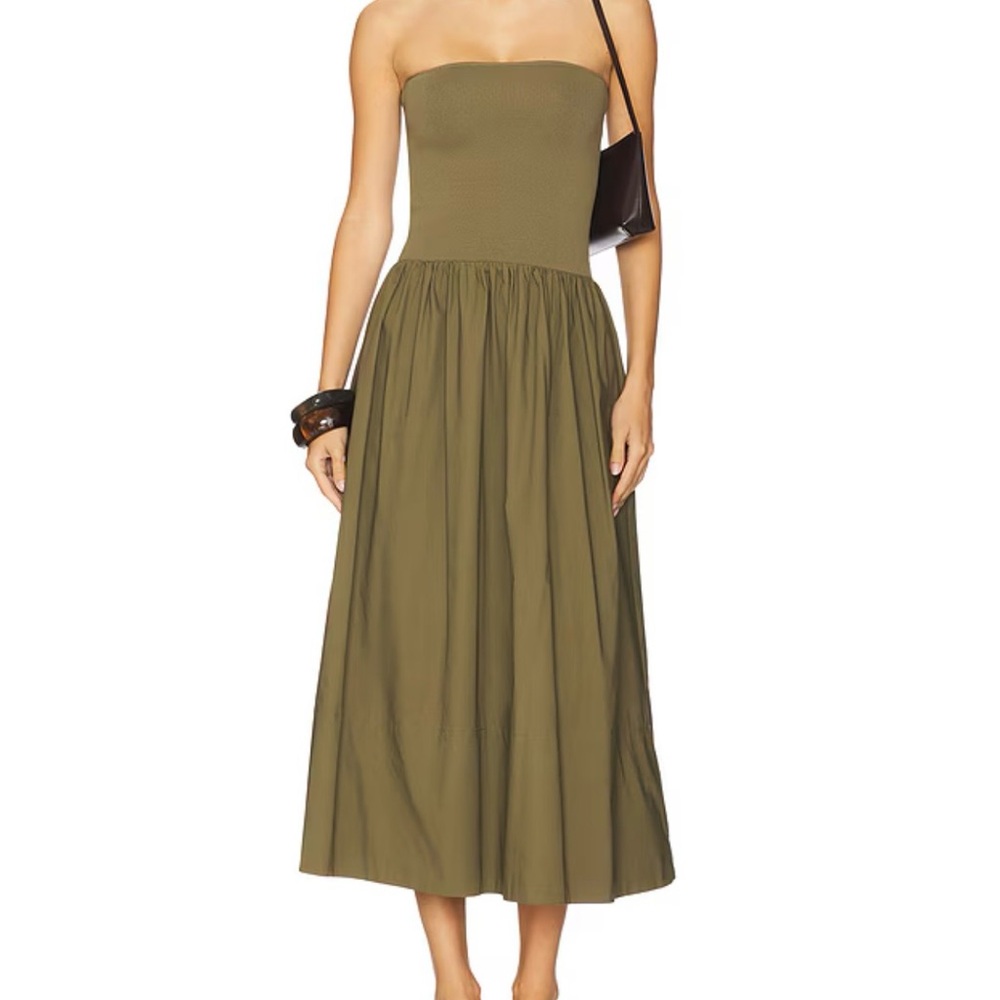 PISTOLA Elegant Olive Strapless Dress